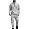 Men's Winter Casual Plus Velvet Warm Zipper Stand Collar Sweatshirt Men's Sports Pants Sweatshirt Set