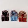 Winter Kids Scarf One-Piece Hat Fashion Striped Knit Ear Protection Hats Children Balaclava Headgear 1-6year Baby Hooded Beanie