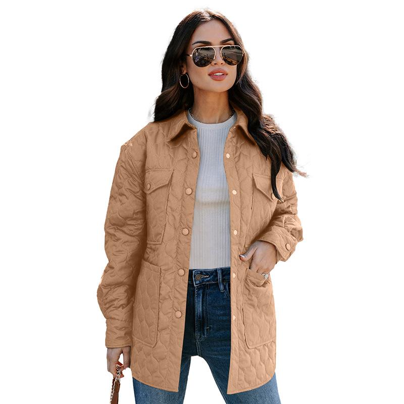 

Shiying hot autumn new solid color long-sleeved jacket women s casual versatile pocket lapel cotton clothes women XXL