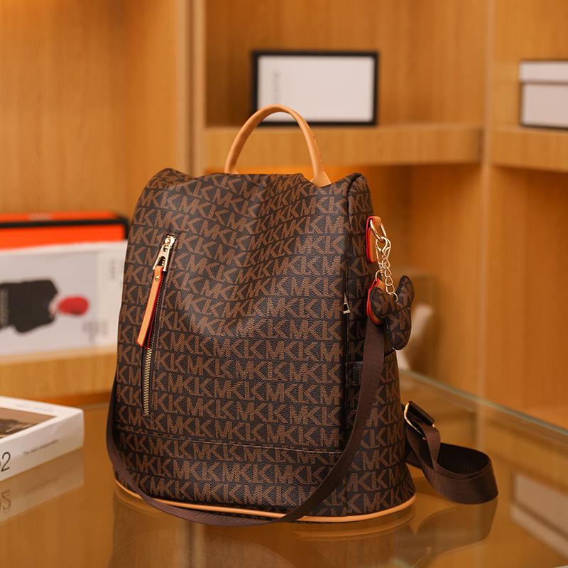 

Backpack Women s Printed New Large Capacity Fashionable Versatile Anti-theft Travel Soft Leather Texture Backpack Backpack