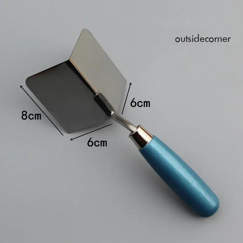 2Pc Drywall Corner Tool Outside / Inside Corner Knife 8x6cm Stainless Steel Corner Trowel for Drywall Gyprock Plasterboard