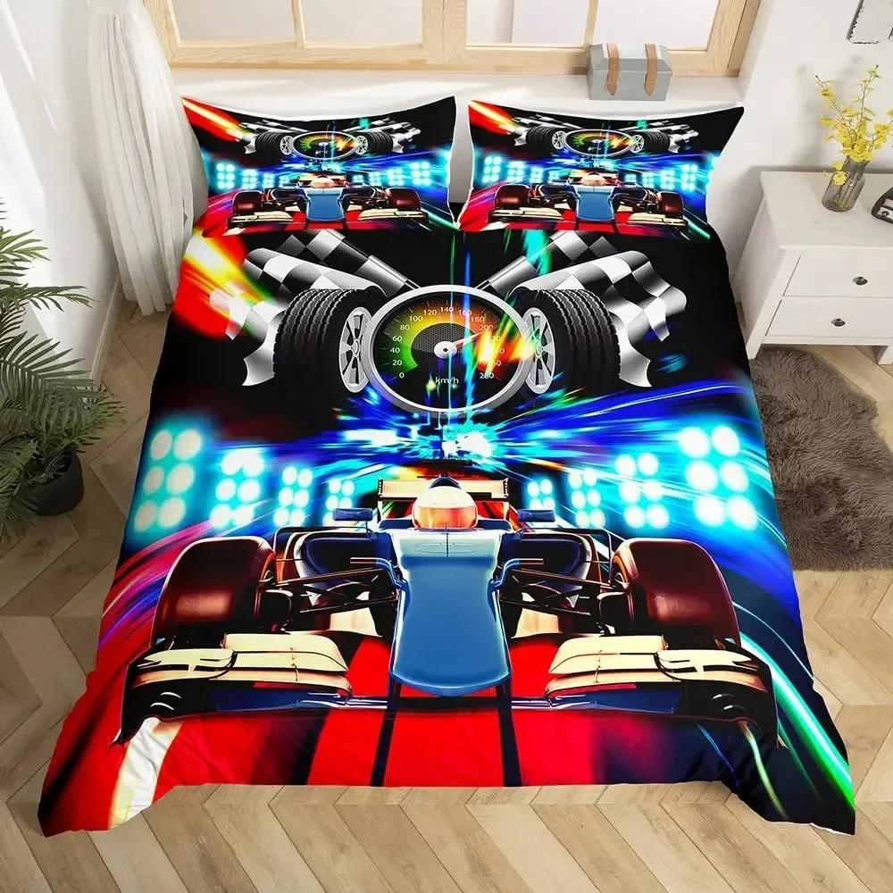 Auto da Corsa Ragazzi Auto Sportiva Comodo Copripiumino Federa Set Biancheria da Letto Decorazione Camera da Letto Bambini Tessile per la Casa