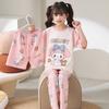 Girls Cotton Pajama Set Lightweight Short Sleeve Long Pants 3-Piece Sleepwear Kids Ages 8