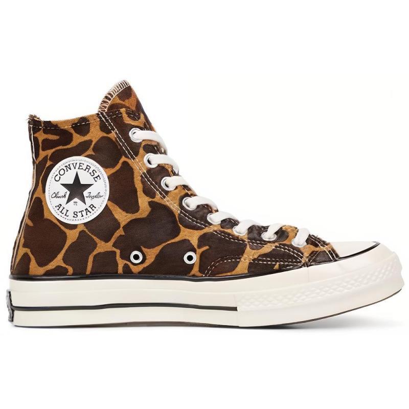 Converse 1970s Round-toe Lace-up High-Top Canvas Unisex Brown White
