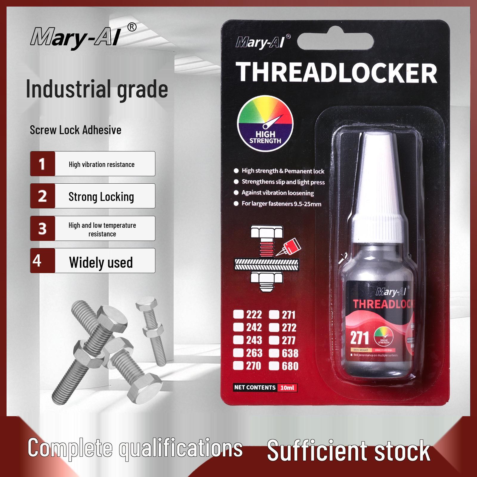 Screw Locking Adhesive: Anti-Loosening Fastening Glue 242/243/271/272 10ml 271 Adhesive