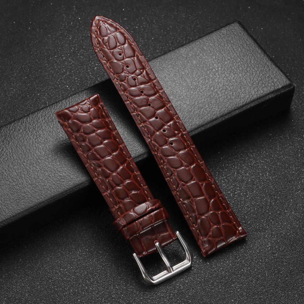 Crocodile Pattern Design Leather Watchband 12/14/16/17/18/19/20/21/22/24mm Soft Watch Straps Men Women Casual Business Wristband