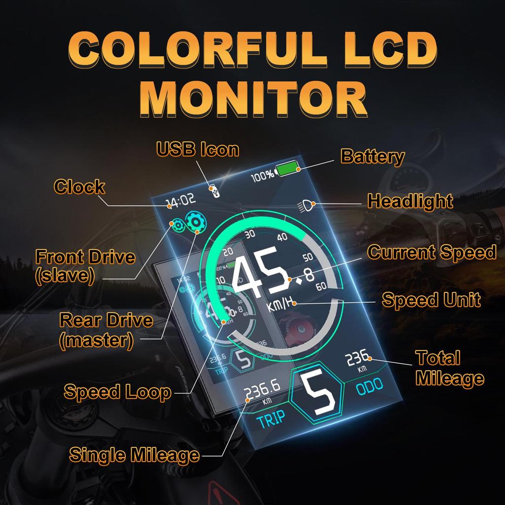 Freesky M530 Electric Bike, 2 * 1000W Dual Motor, 48V 30Ah Battery, 26*4.0'' Fat Tires, Range 120KM,  Max 64 KM/H, Dual Suspension