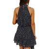 Women's Fashion Sleeveless  Neck Tie Waist Floral Print Chiffon Dress