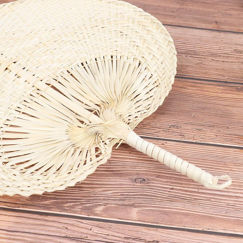 Chinese Style Handmade Palm Leaf Woven Hand Heart Shaped Mosquito Repellent Fans