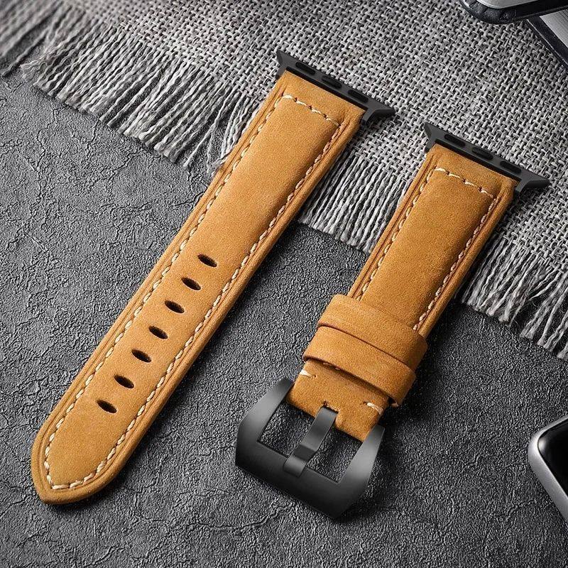 For Apple Watch Band High Quality Leather Strap Men for Series 9 7 8 6 5 SE Ultra 2 49mm 44mm 40mm Watch Bands 45mm 41mm 38 42mm