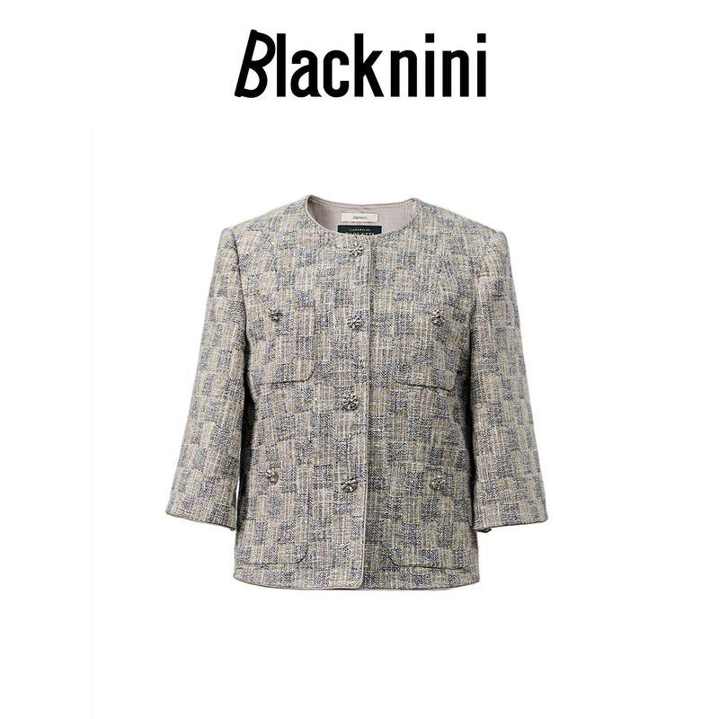 Blacknini Yin Waffle Hawaii Classic Style Coat Shorts Italy Paoleti Tweed