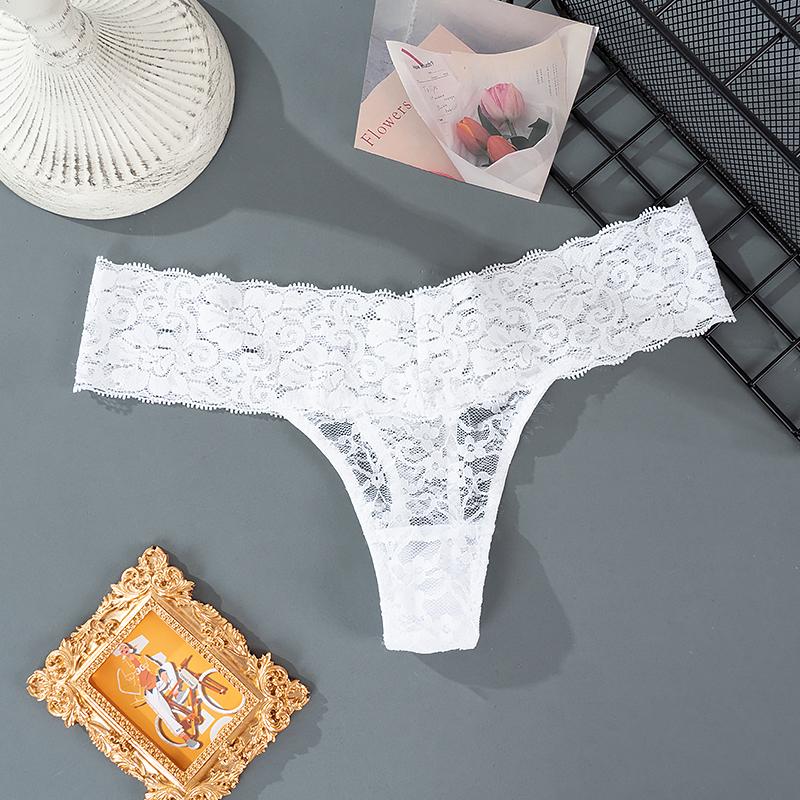 Mutandine da donna con motivo floreale ricamato moda tinta unita Slip a vita bassa da donna Intimo da notte