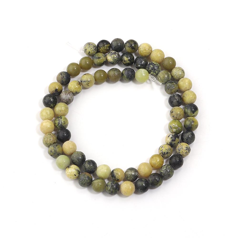 4/6/8/10/12mm Natural Stone Beads Grass Yellow Turquoise Round Loose Beads For Jewelry Making DIY Bracelets Necklace Accessories