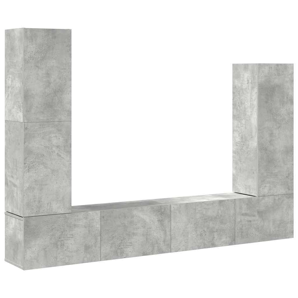 4 piece TV cabinet set concrete grey particleboard