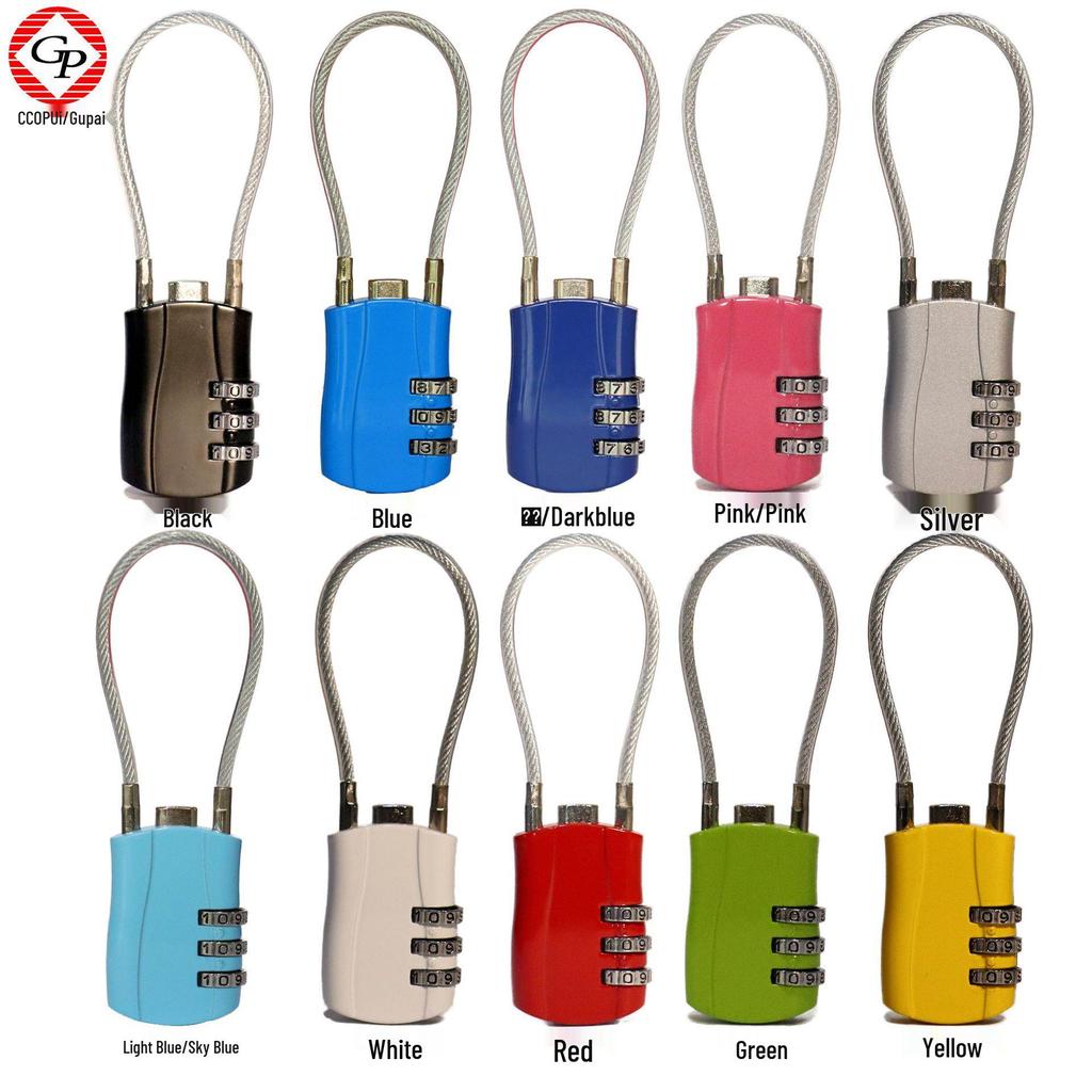 Anti-Theft Motorcycle Helmet Password Padlock with Extended Steel Wire for Bikes and E-Vehicles
