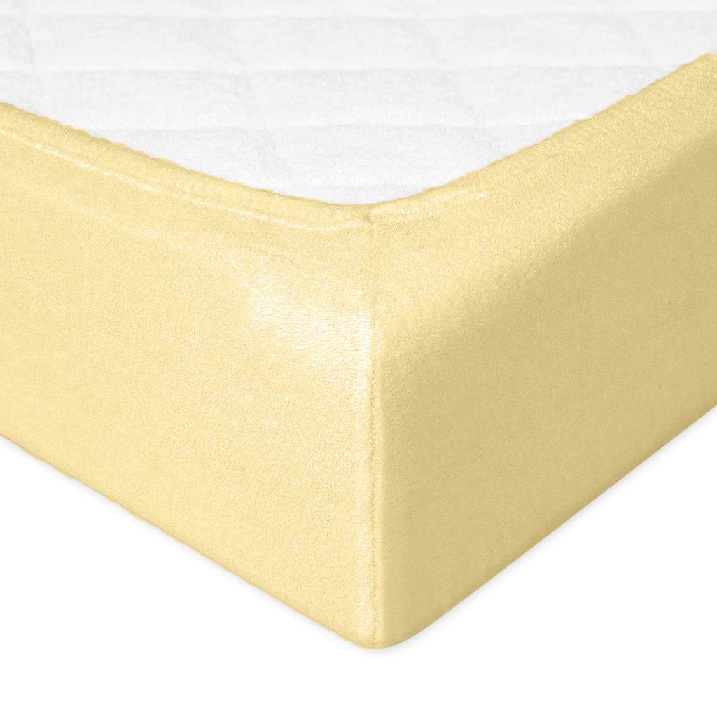 Prześcieradło frotte z gumką 210/220x190/200 premium pastelowo żółte