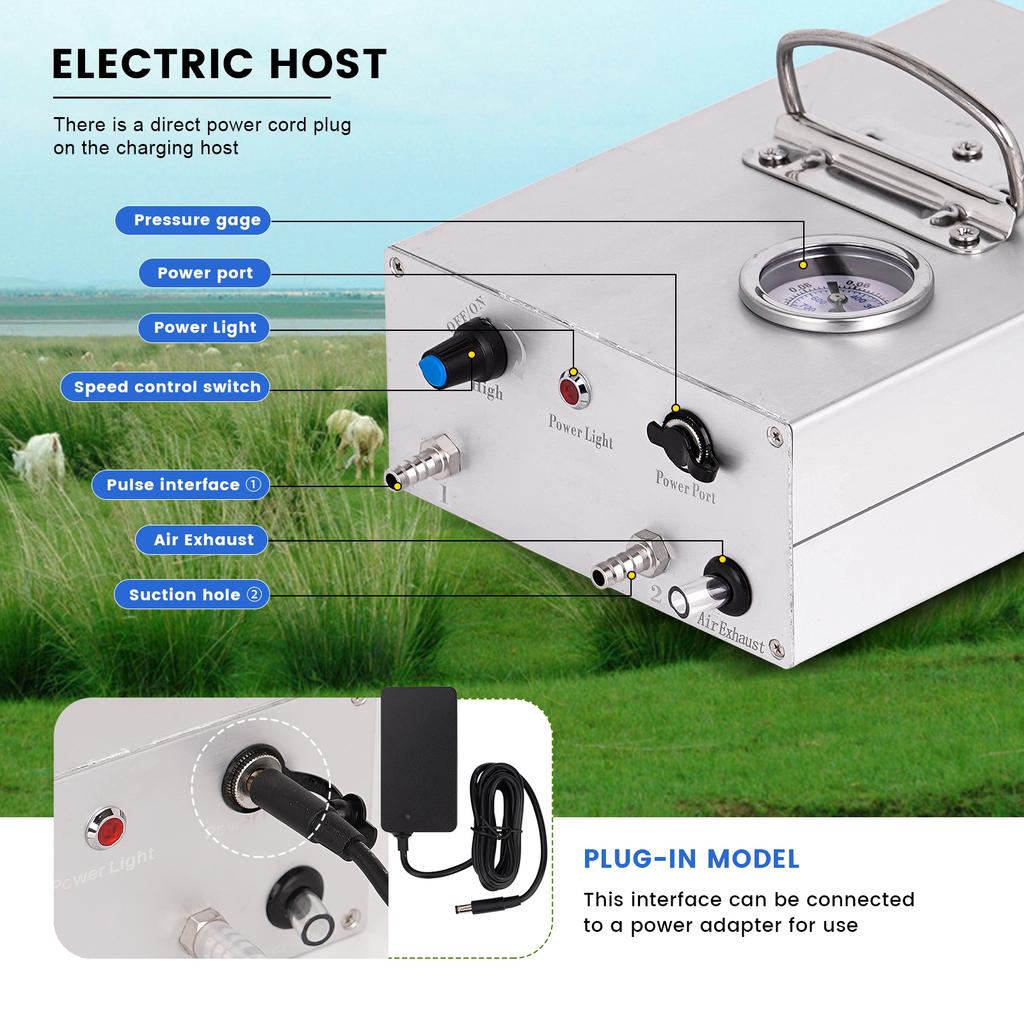 8L Electric Goats Milking Machine Rechargeable Electric Vacuum Pulsation Suction Pump Milker Machine for Sheep Farms