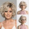Synthetic Brown Hair Elegant Short Curly Wig for Women Ladies Natural Soft Fluffy Daily Cosplay Party Mommy Wigs with Side Bangs