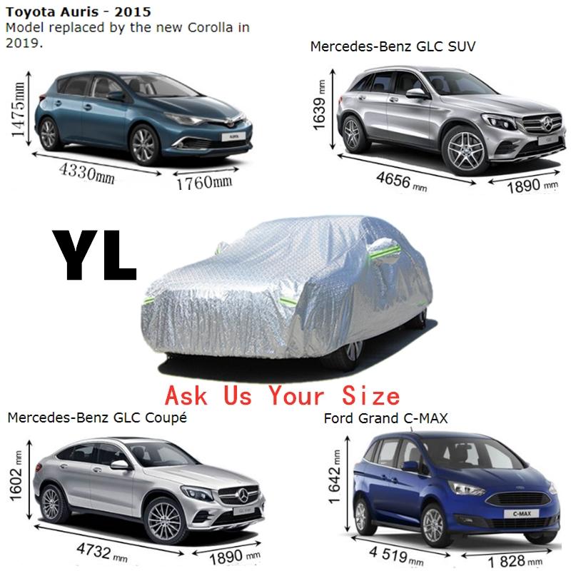 Universal 3 Layer Car Cover Waterproof All Weather UV Protection Windproof Outdoor Full Car Cover Fit Hatchback Sedan SUV MPV