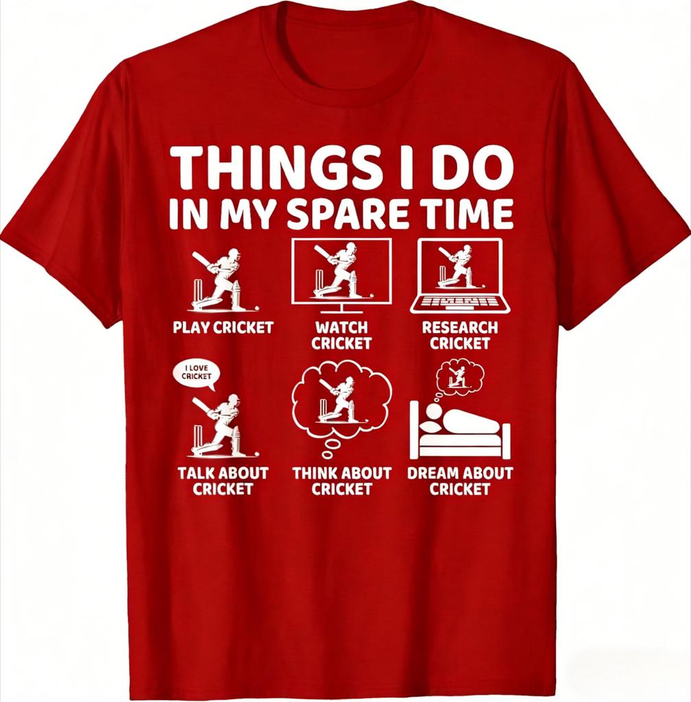 Things I Do In My Spare Time Funny Cricket Lover and Player TShirt Tee Clothes Unisexs Clothing and Womens 2026 New Summer