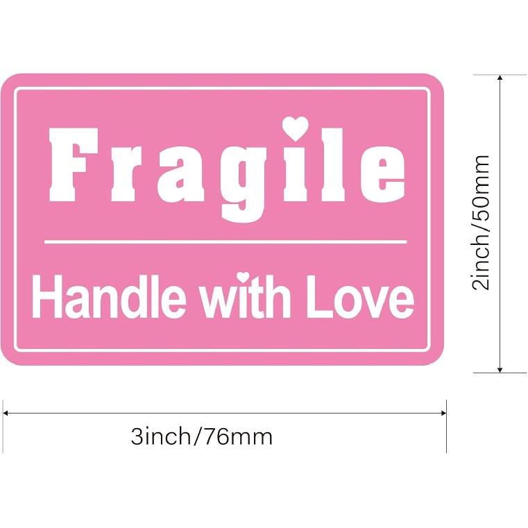 MeshaKippa 2x3 200pcs Cute Fragile Stickers for Shipping Box, Personal Mailing, Girls Bags