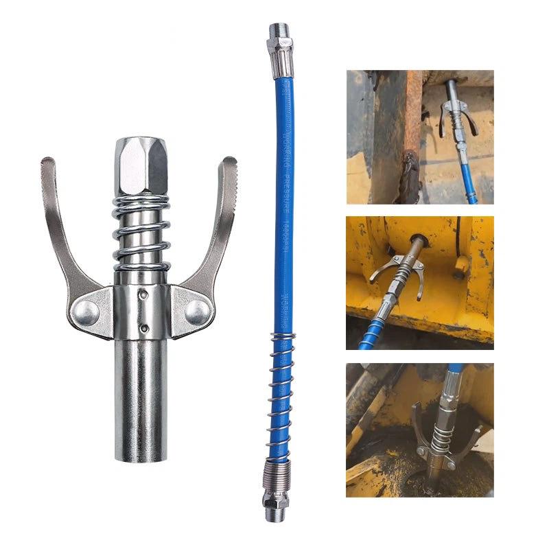 Locking Grease Coupler Double Handle Stainless Steel Leakproof High Pressure for Car Farm Machinery Repair