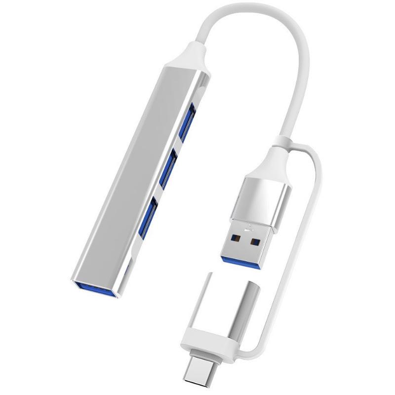 Dual-Head USB-C to 4-Port USB 3.0 High-Speed Hub Splitter