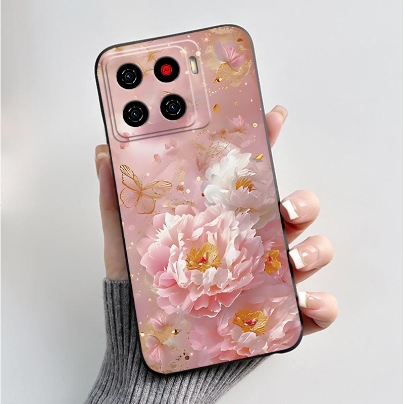 Printing Pattern Case For ZTE Blade A56 Z2473 Nubia A56 Soft Silicone Black Shell Cover For Blade A56 Pro Cute Flower Casing