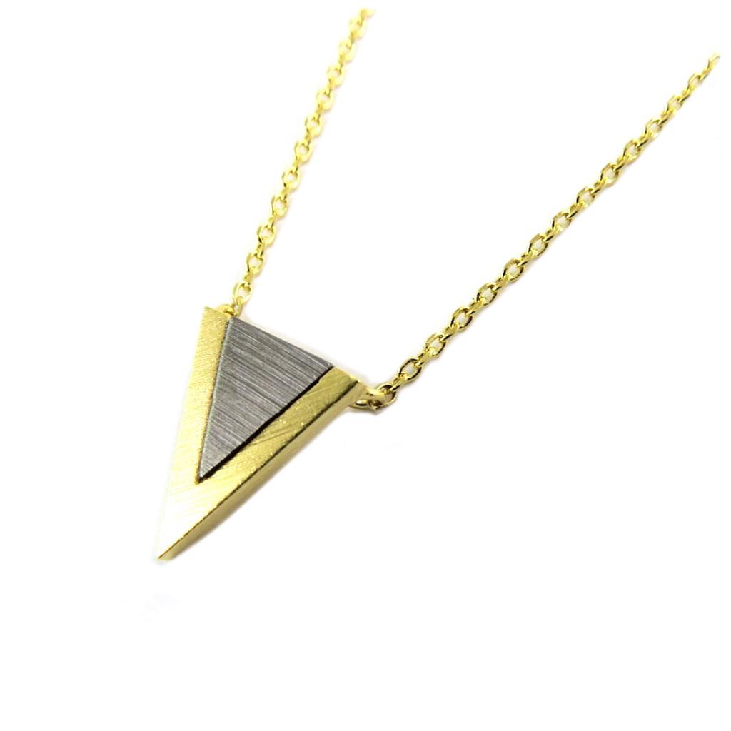 7bis [Q1504] - Handmade 'Boho' Necklace (triangle) Gold-plated Silver - 13x11 Mm