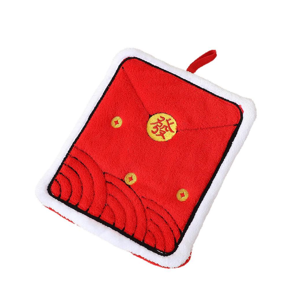 New Year Lucky Bag: Soft Coral Fleece Hanging Hand Towel - Absorbent and Thick for Kitchen or Bathroom Use