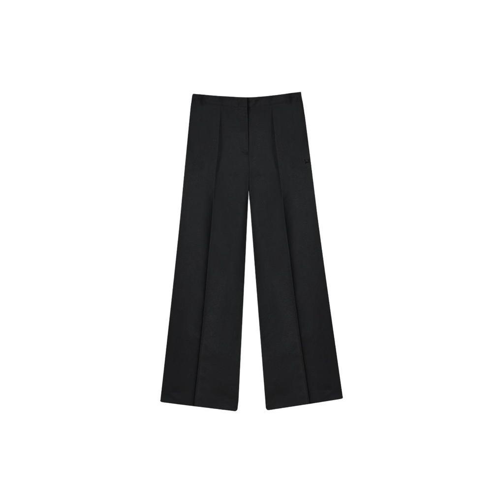 Fila Solid Color Straight Leg Woven Casual Pants Women Bottoms Black F11W415805F-BK