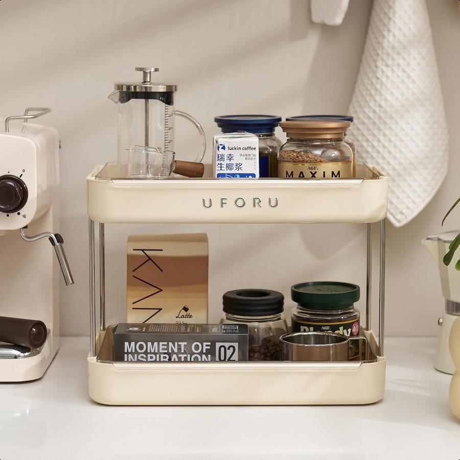 

Органайзер для кофейной станции на столешницу 2-ярусный держатель для винных бокалов полка для кружек со съемным поддоном для слива подставка для специй для кухни ванной комнаты United States