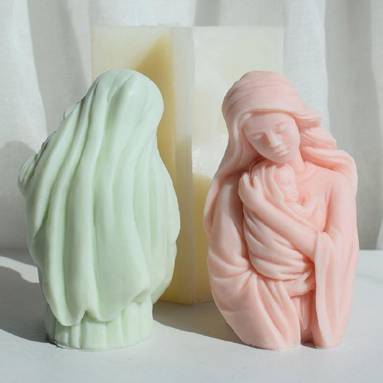 Mommy Holding Child Silicone Moulds Mom Holding Baby Candle Molds Epoxy Resin Molds Plasters Molds for Candle Making
