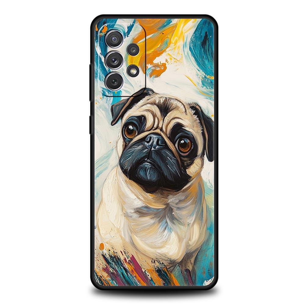 Animal Black Pug Close Up Phone Case For Samsung Galaxy A17 A07 A55 A35 A25 A15 A05 A33 A31 A21s A13 A41 A73 A53 A51 A71 Cover