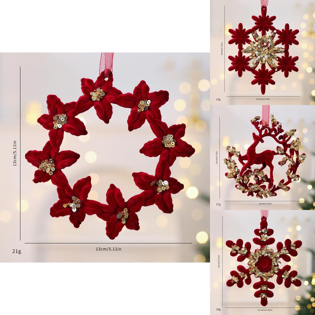 Christmas Deer Hanging Ornament With Velvet Embellishments For Holiday Decor