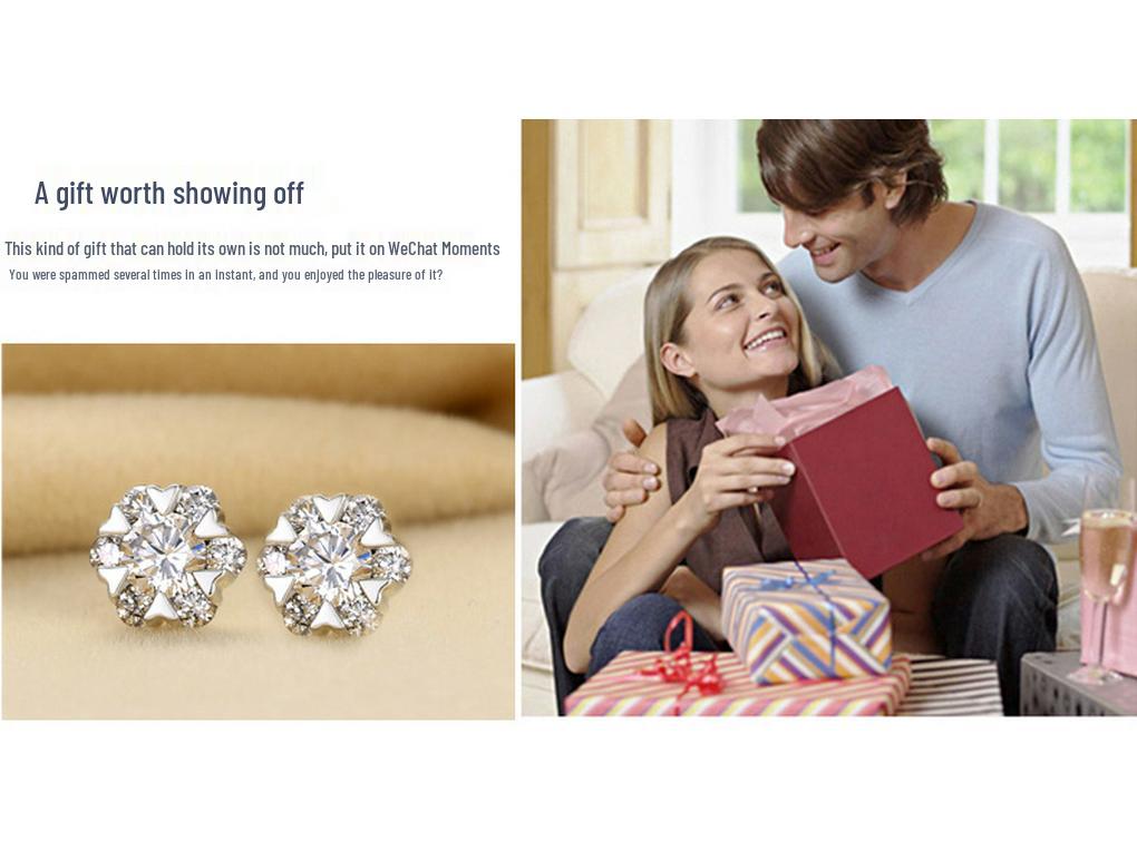 S925 Sterling Silver Snowflake Moissanite Hexagram Earrings, Simple Christmas Studs