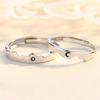 2pcs Sea Open Ring Set Adjustable Personalized Sun Couple Open Ring for Men Women Dating