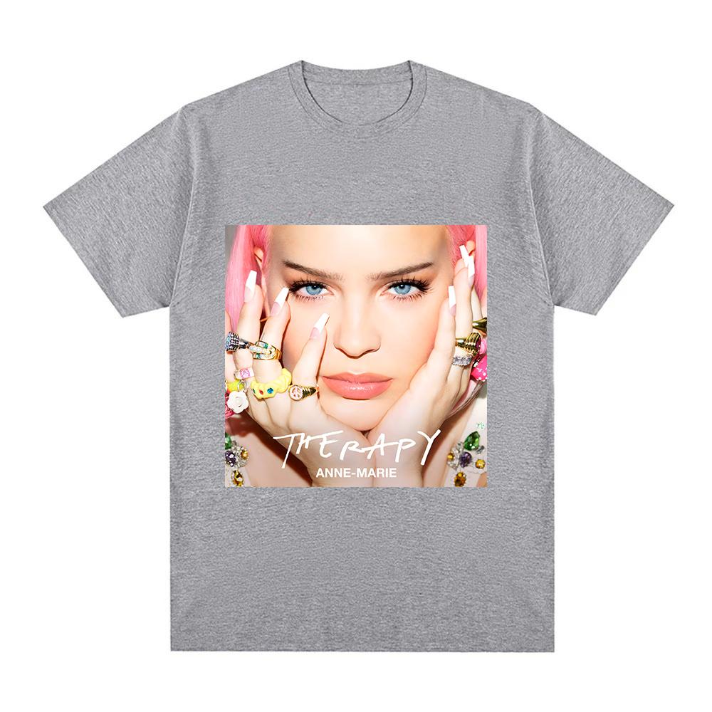 

Anne-Marie Therapy T-Shirt Summer Cotton Short Sleeve T-shirts Fashion Graphic Printing Round Neck Clothing Women/men Tshirts XS сірий колір