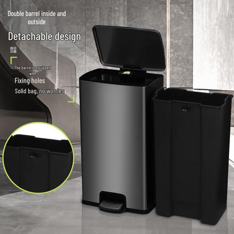 Shiyi 40L Stainless Steel Foot Pedal Trash Can