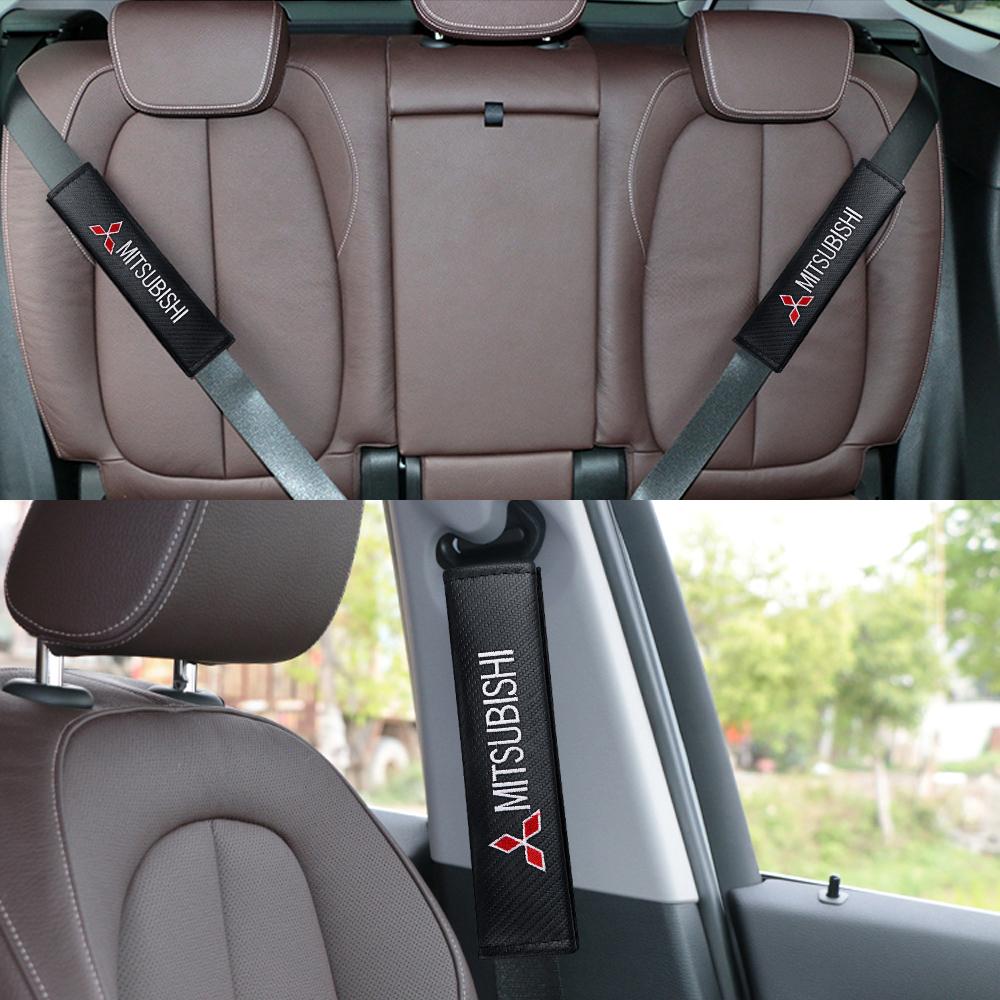 1/2Pcs Car Seat Belt Carbon Fiber Safety Belt Shoulder Cover For Mitsubishi Ralliart Outlander Lancera Asx Pajero L200 Galant