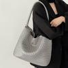 Gun, Champagne, Woven Tote Bag, Women's Large-capacity Large Bag, High-end Portable Shoulder Bucket Bag.