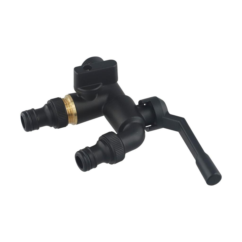 1Pcs Outdoor Garden Black Water Faucet Black Brass Garden Hose Faucet Antifreeze Faucet Double Outlet Single Export Tap Faucet
