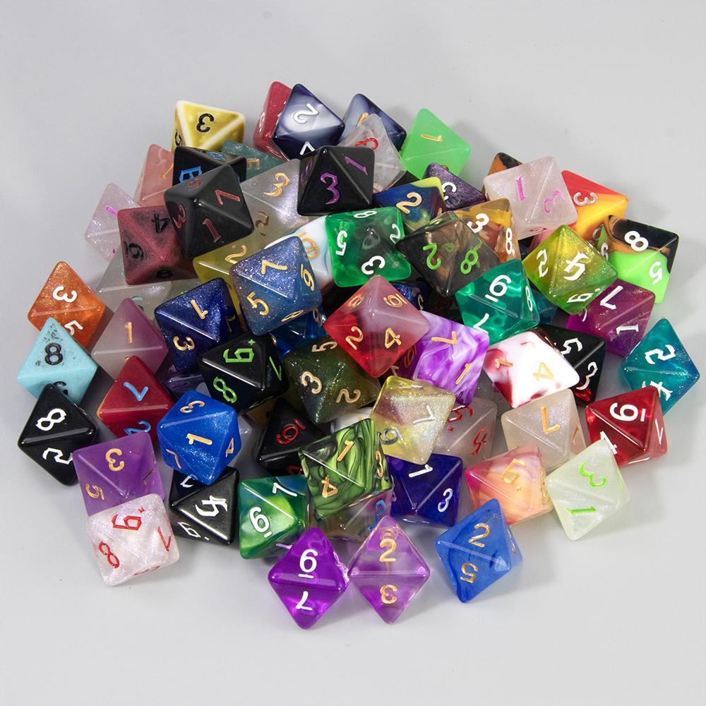 100 Stück Zufälliges Würfelset für DND Rollenspiel, Verschiedene Farbstile Polyedrische Würfel D4/D6/D8/%/D10/D12/D20 Spielwürfel