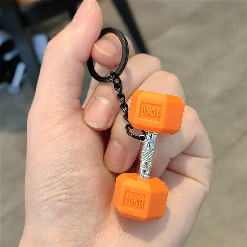 Creative Barbell Keychain Pendant - Sports Accessories & Water Bottle Charm Gift