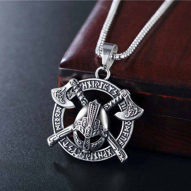 

New Necklace Versatile Nordic Viking Warrior Helmet Helmet Pendant 50CM(Necklace Size) срібний