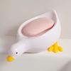 1Pc Cute Duck-Shaped Soap Dish with Waterfall Design - Self-Draining, Easy-Clean Plastic Soap Holder for Bathroom, Yellow Beak & Feet