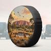 1pc High-Quality 2D Flat-Printed Tire Cover Featuring Australian Kangaroos, Made From 100% Polyester Fabric, Suitable For Truck