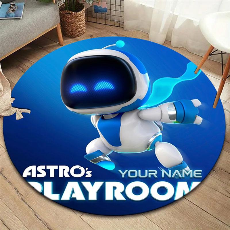 ASTRO BOT Custom Name Round Area Rug,Carpet Rug for Living Room Bedroom Sofa Playroom Decor,Non-slip Floor Mat