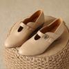 Single Shoe Women's New Style Pointed-toe Soft-soled Mid-heel Leather Shoes, One-piece Slip-on Shoes