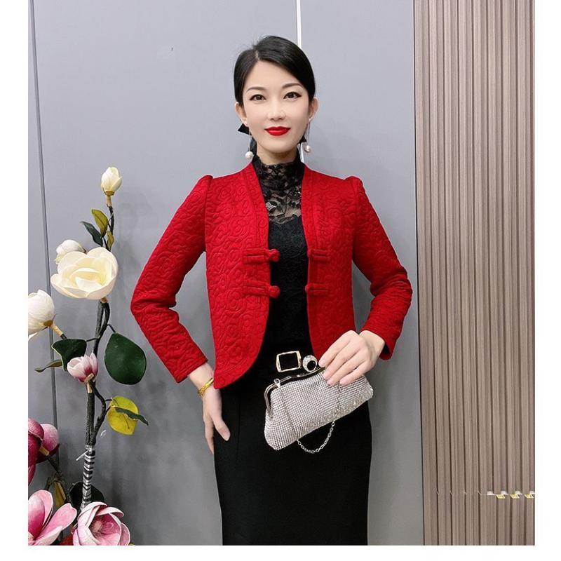 Short Jacket for Women's New Autumn Winter Velvet Retro Chinese Style Mother's Fashionable Button Top